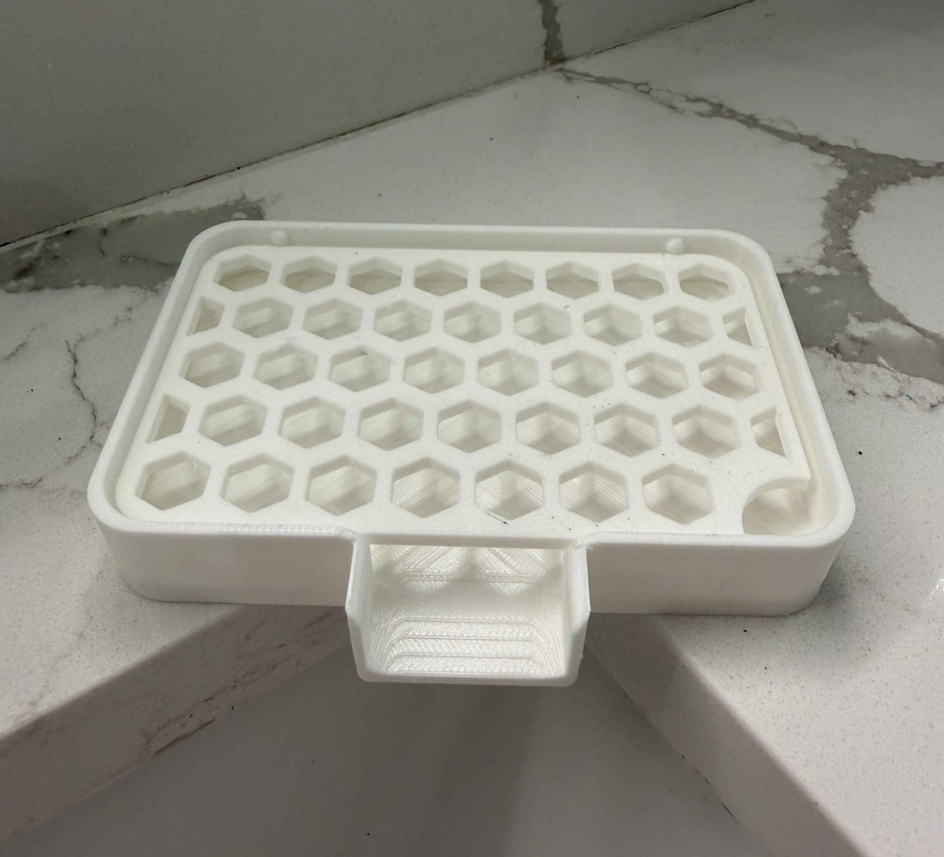 Honeycomb Soap Saver Tray with Drain Insert | Self-Draining Bar Soap Dish | 3D Printed | Bathroom & Kitchen