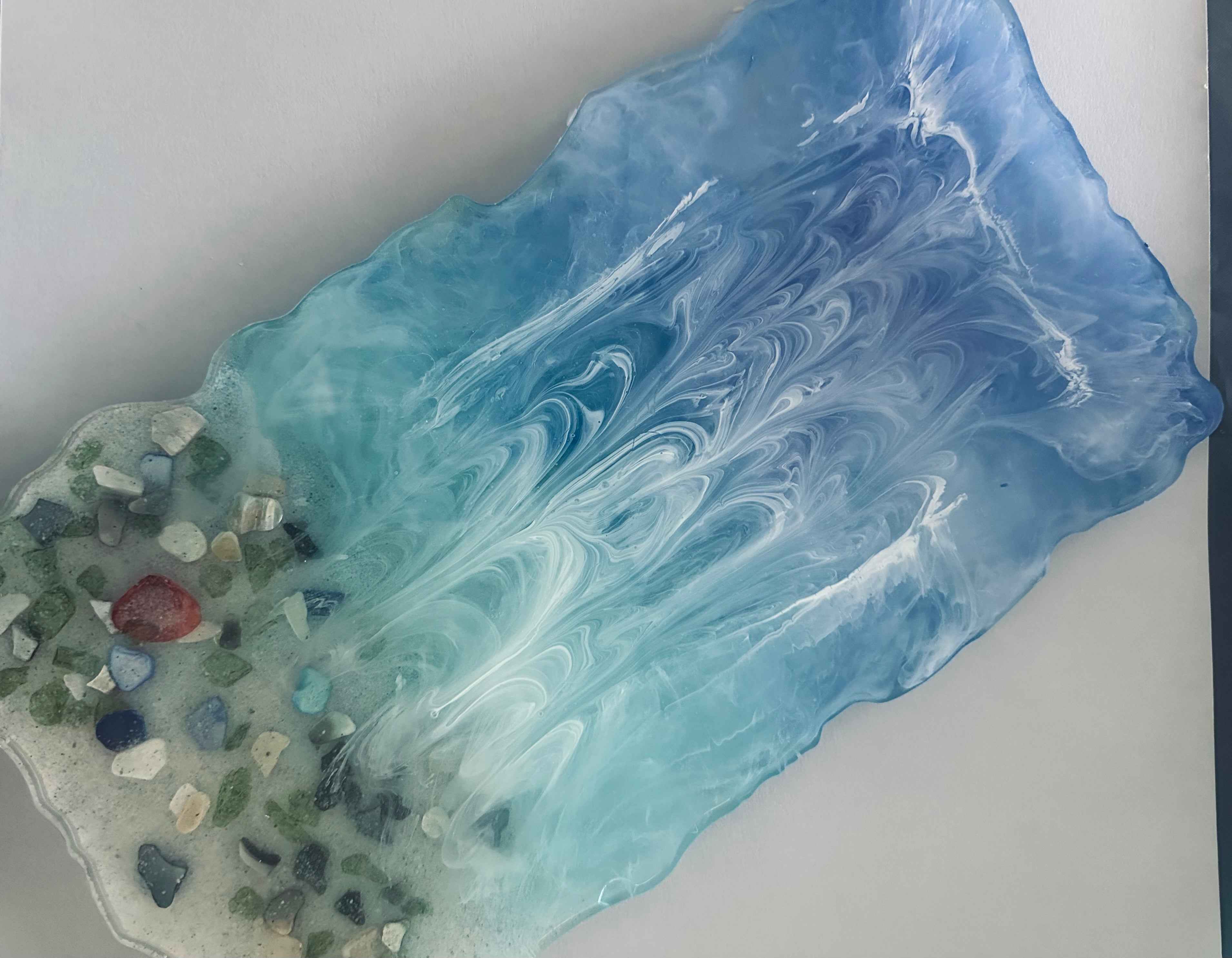Ocean Breeze Resin Tray — Handmade Serving Tray, Resin Art, Coastal Home Decor, One of a Kind